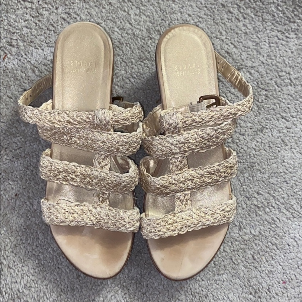 Stuart Weitzman gold wedges